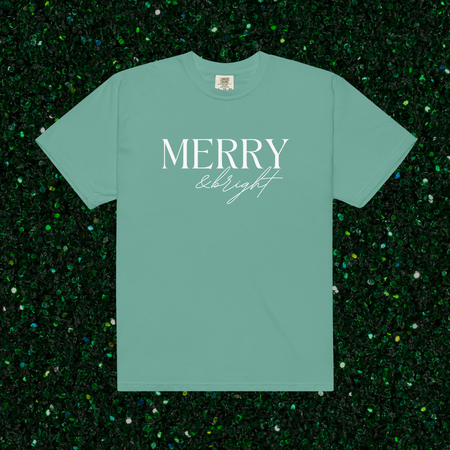 Merry & Bright Comfort Colors Tee | Seafoam