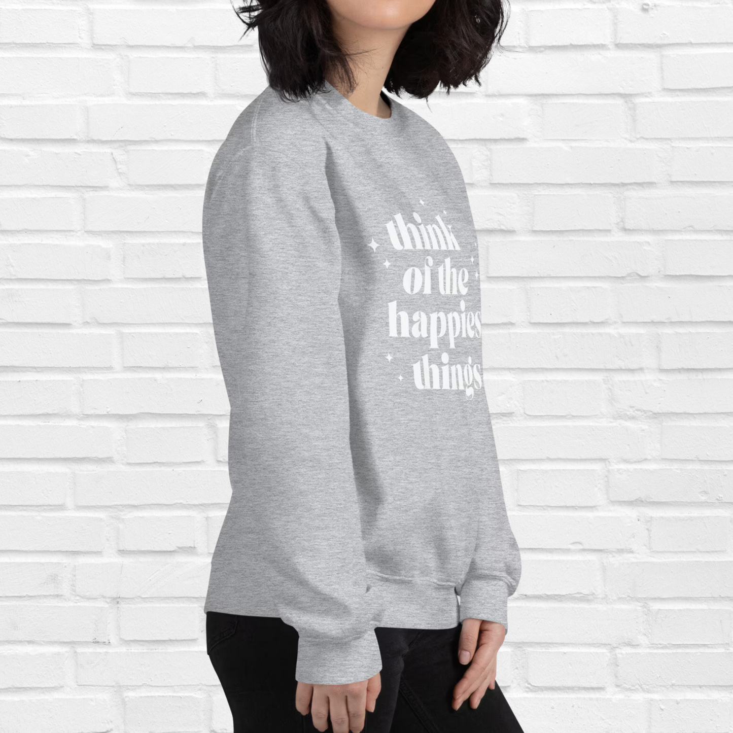 Think of the Happiest Things Crewneck | Gray