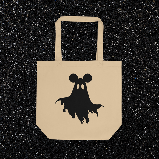 Mouse Ears Ghost Tote Bag | Tan, Black Print