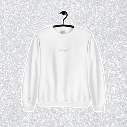 Embroidered Let It Snow Crewneck | White