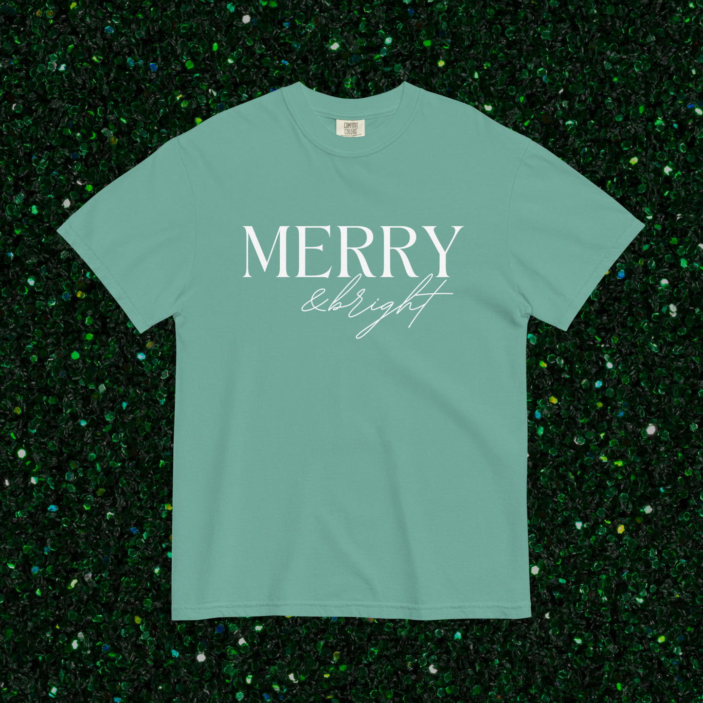 Merry & Bright Comfort Colors Tee | Seafoam