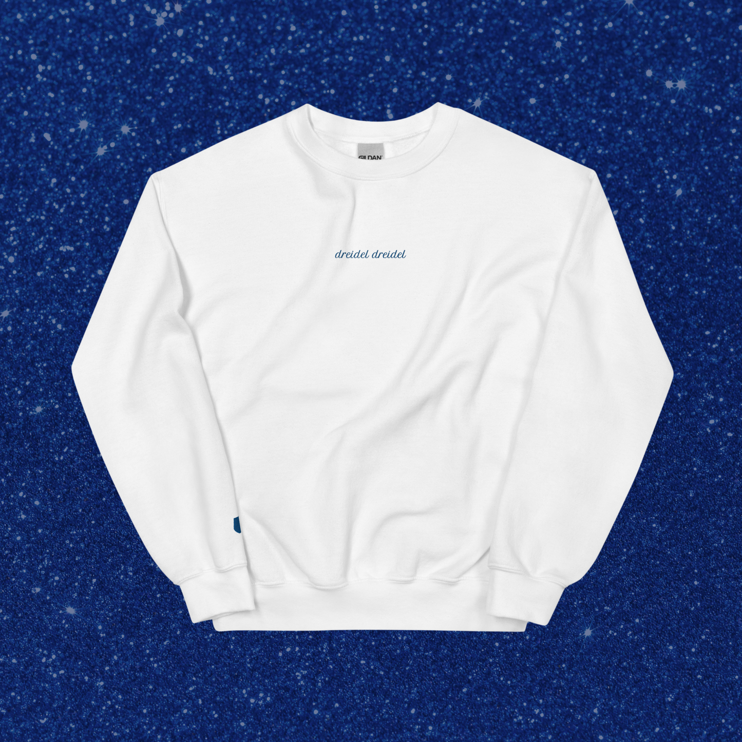 Embroidered Dreidel Crewneck | White