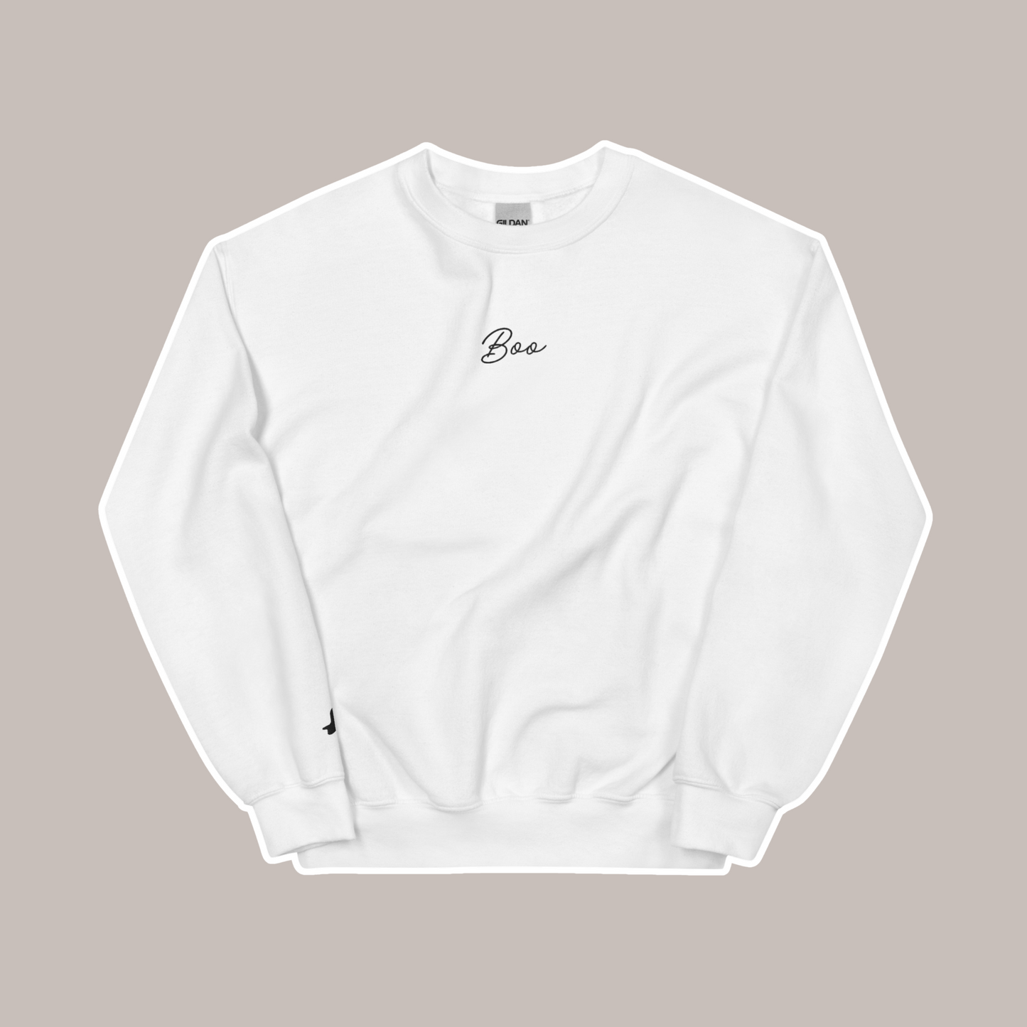 Embroidered Boo Crewneck | White