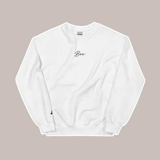 Embroidered Boo Crewneck | White