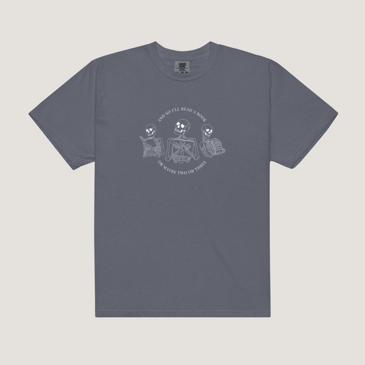 Literary Skeletons Comfort Colors Tee | Denim