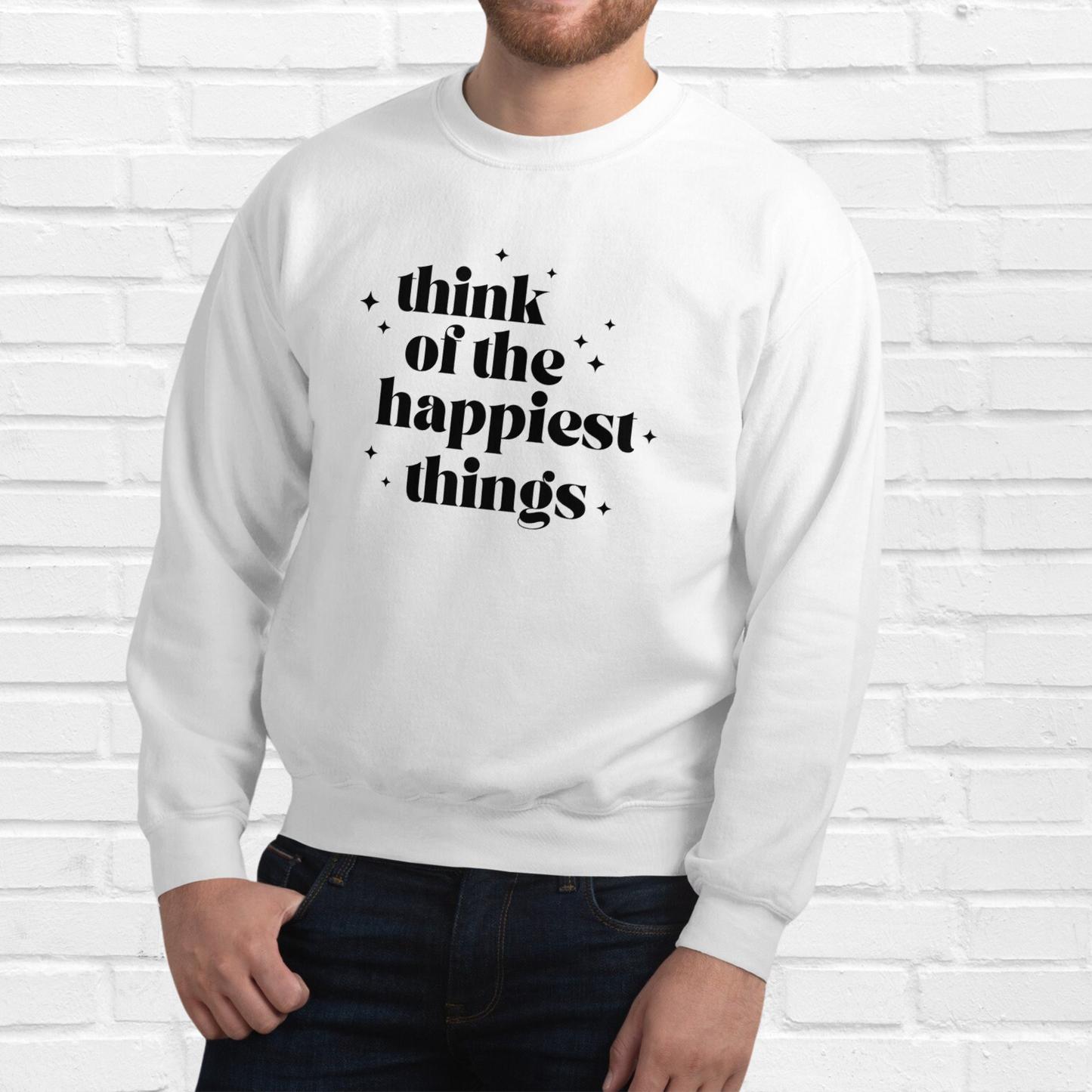 Think of the Happiest Things Crewneck | White