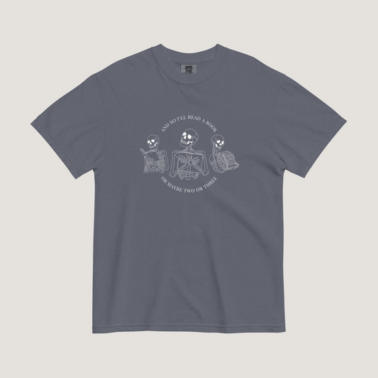 Literary Skeletons Comfort Colors Tee | Denim