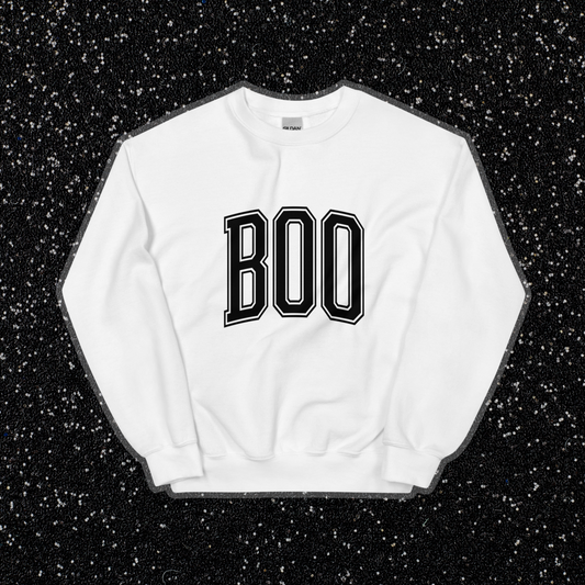 Boo Halloween Crewneck | White