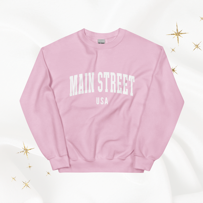 Main Street USA Crewneck | Light Pink (White Print)