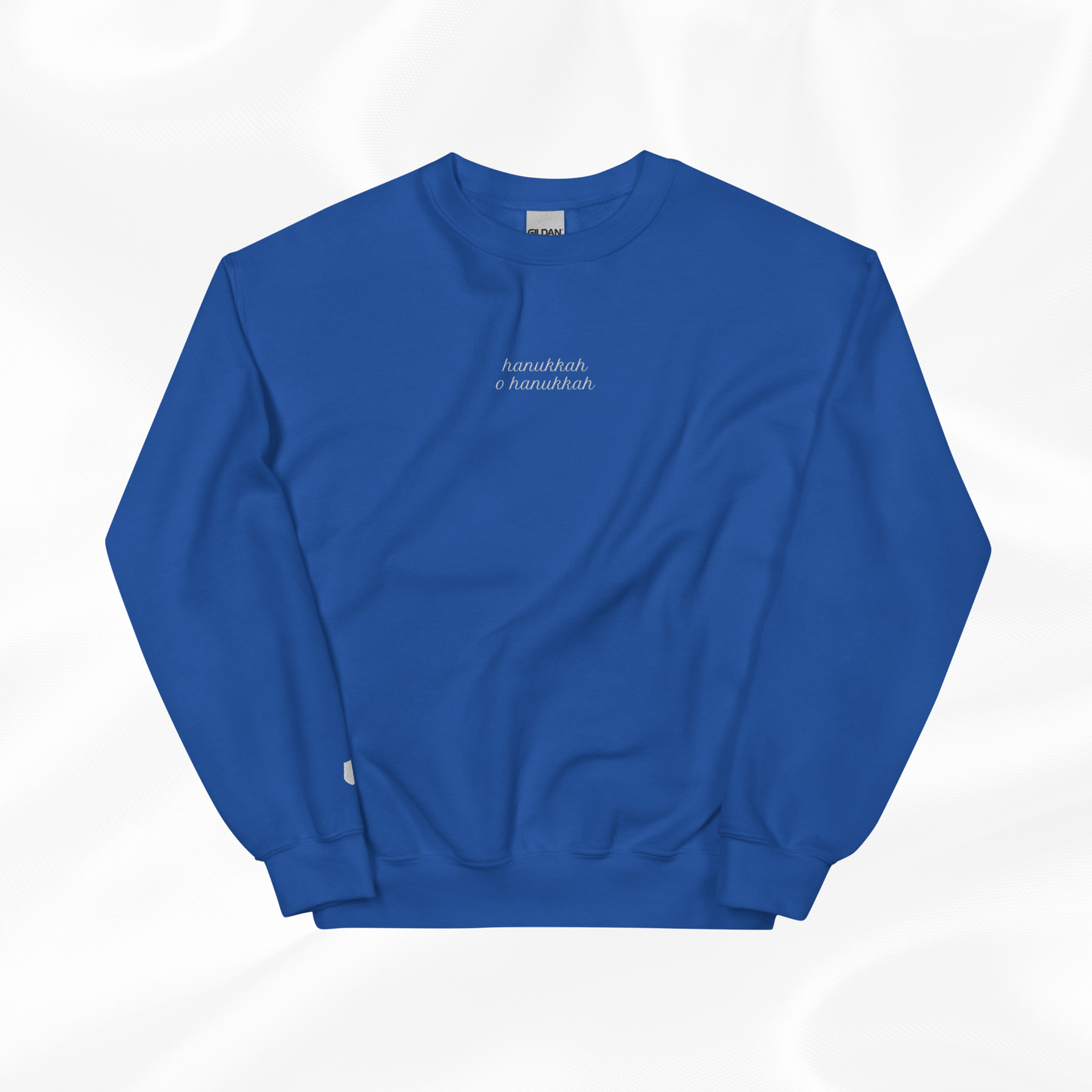 Embroidered Hanukkah O Hanukkah Crewneck | Royal Blue