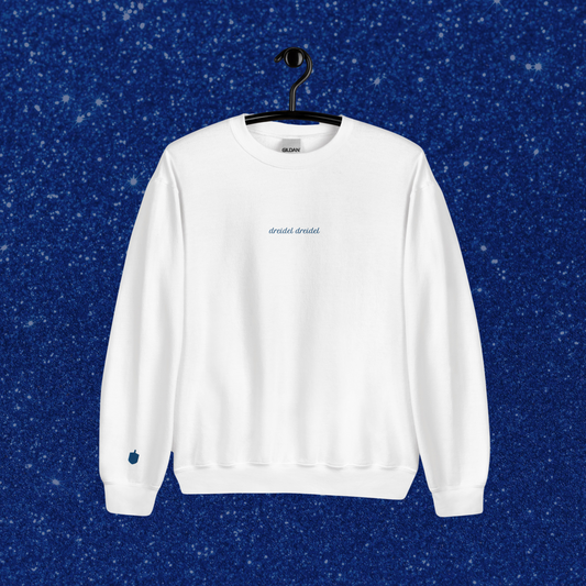 Embroidered Dreidel Crewneck | White