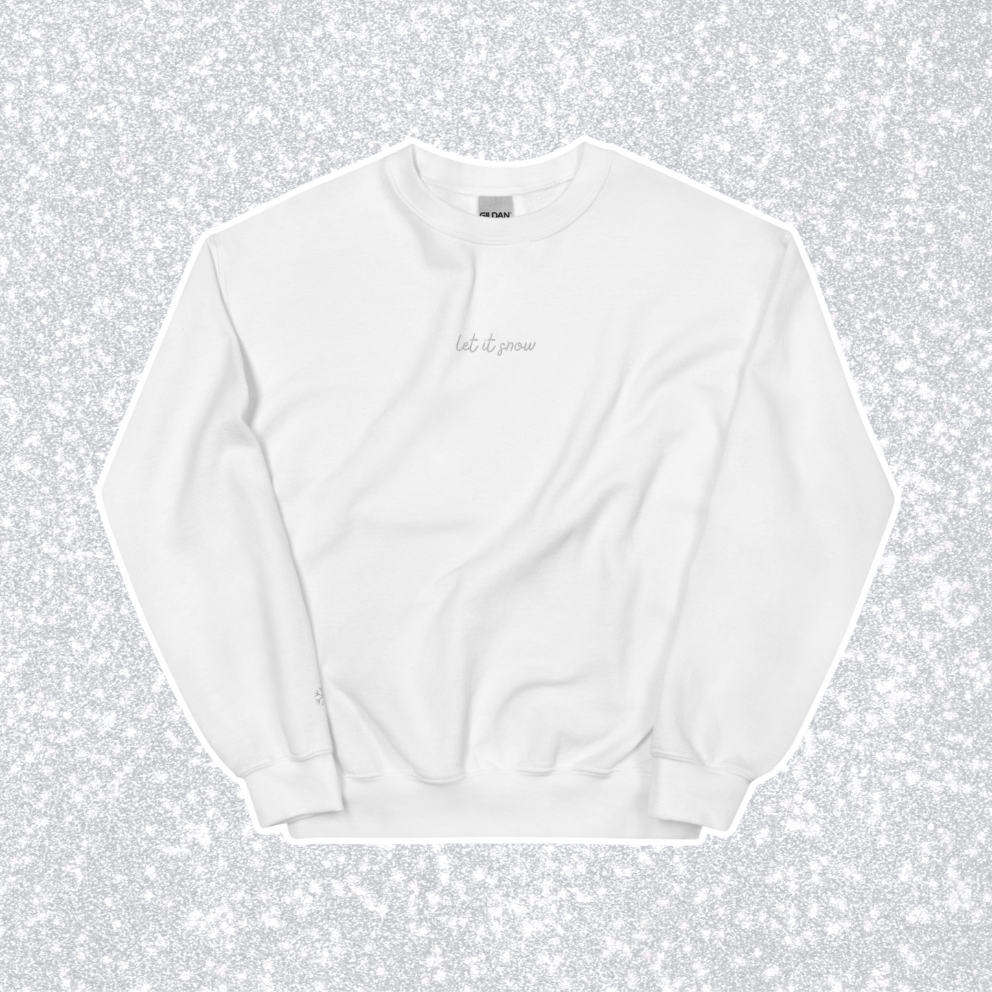 Embroidered Let It Snow Crewneck | White