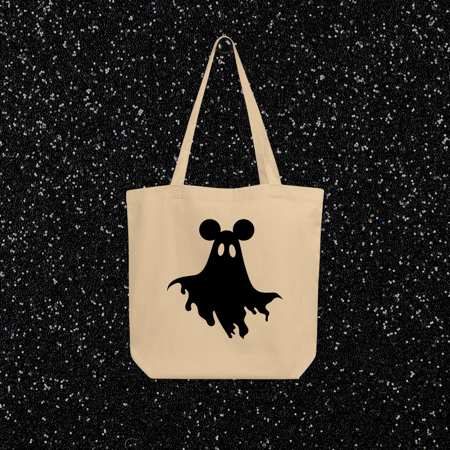 Mouse Ears Ghost Canvas Tote | Black Print