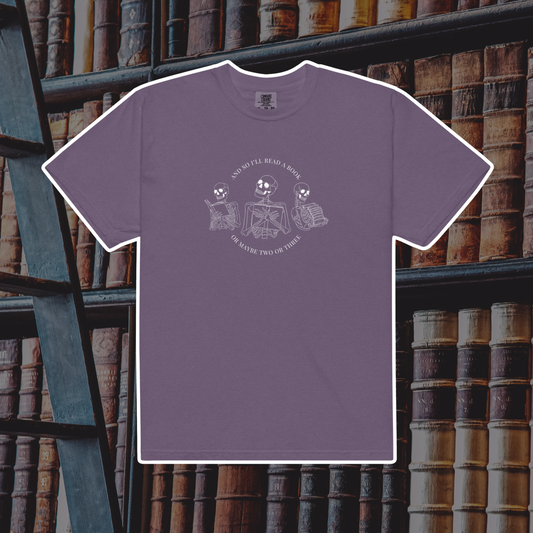 Literary Skeletons Comfort Colors Tee | Grape