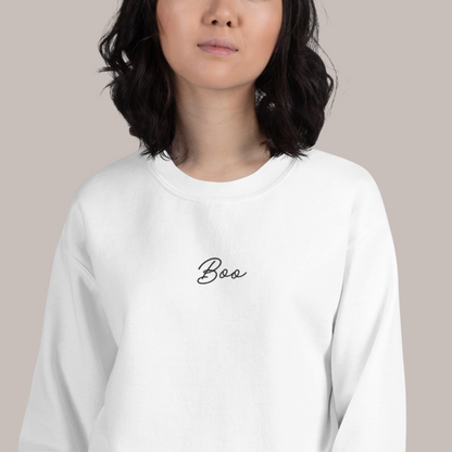 Embroidered Boo Crewneck | White