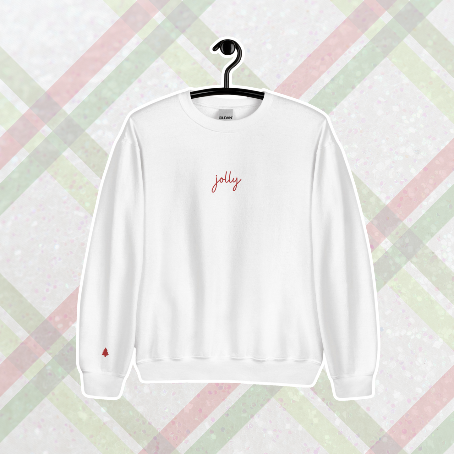 Embroidered Jolly Crewneck | White