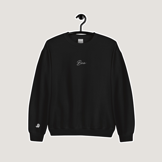 Embroidered Boo Crewneck | Black