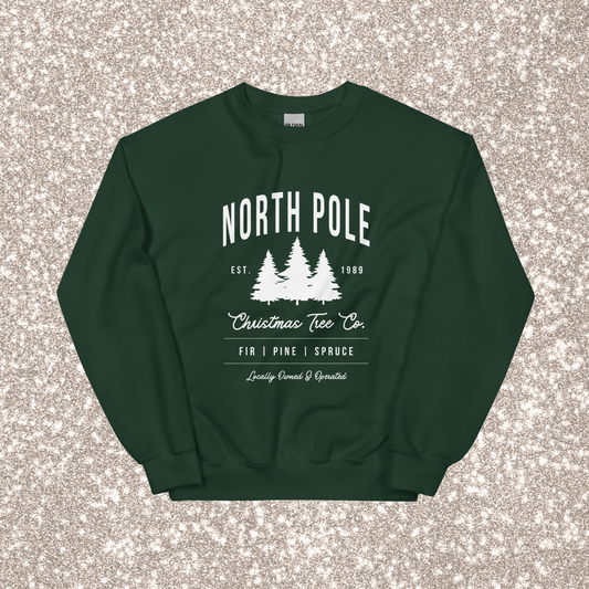 North Pole Christmas Tree Co. Crewneck | Forest Green