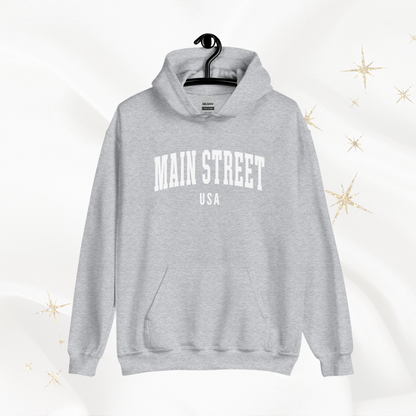 Main Street USA Hoodie | Gray (White Print)