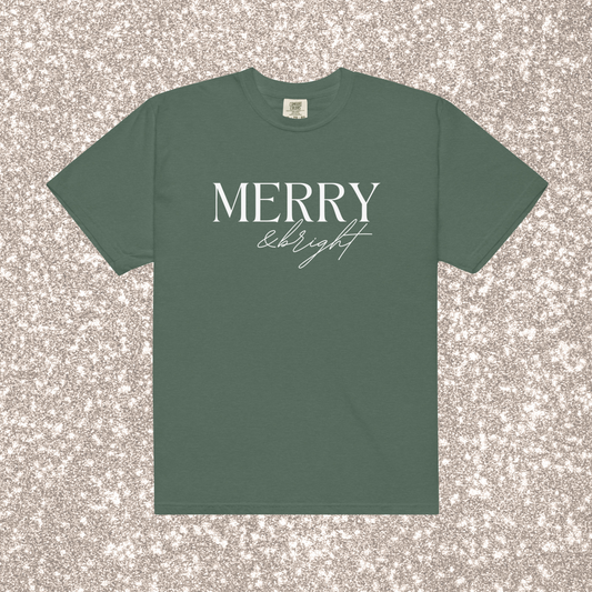 Merry & Bright Comfort Colors Tee | Blue Spruce