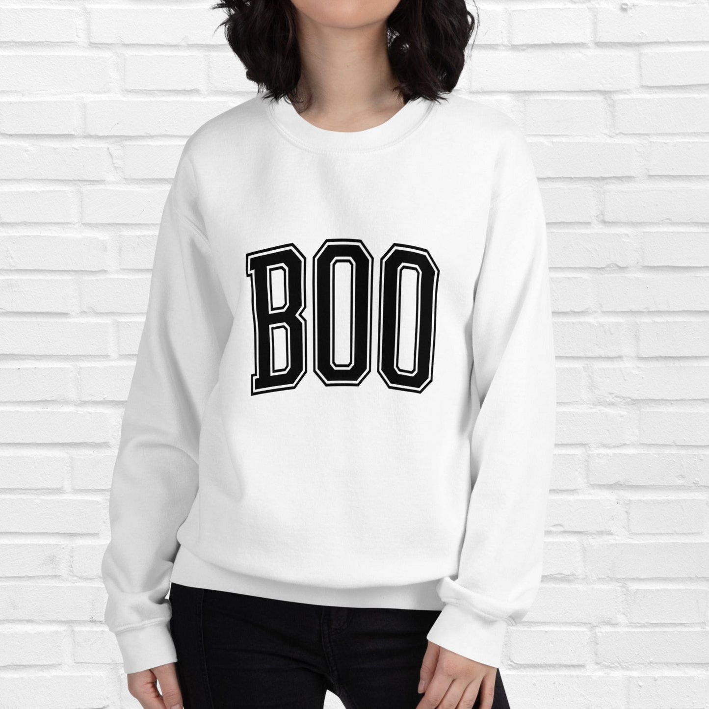 Boo Halloween Crewneck | White