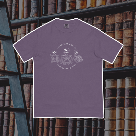 Literary Skeletons Comfort Colors Tee | Grape