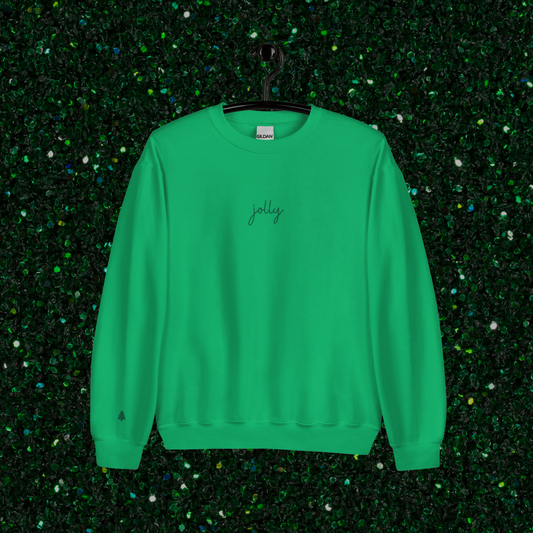 Embroidered Jolly Crewneck | Irish Green, Green Thread