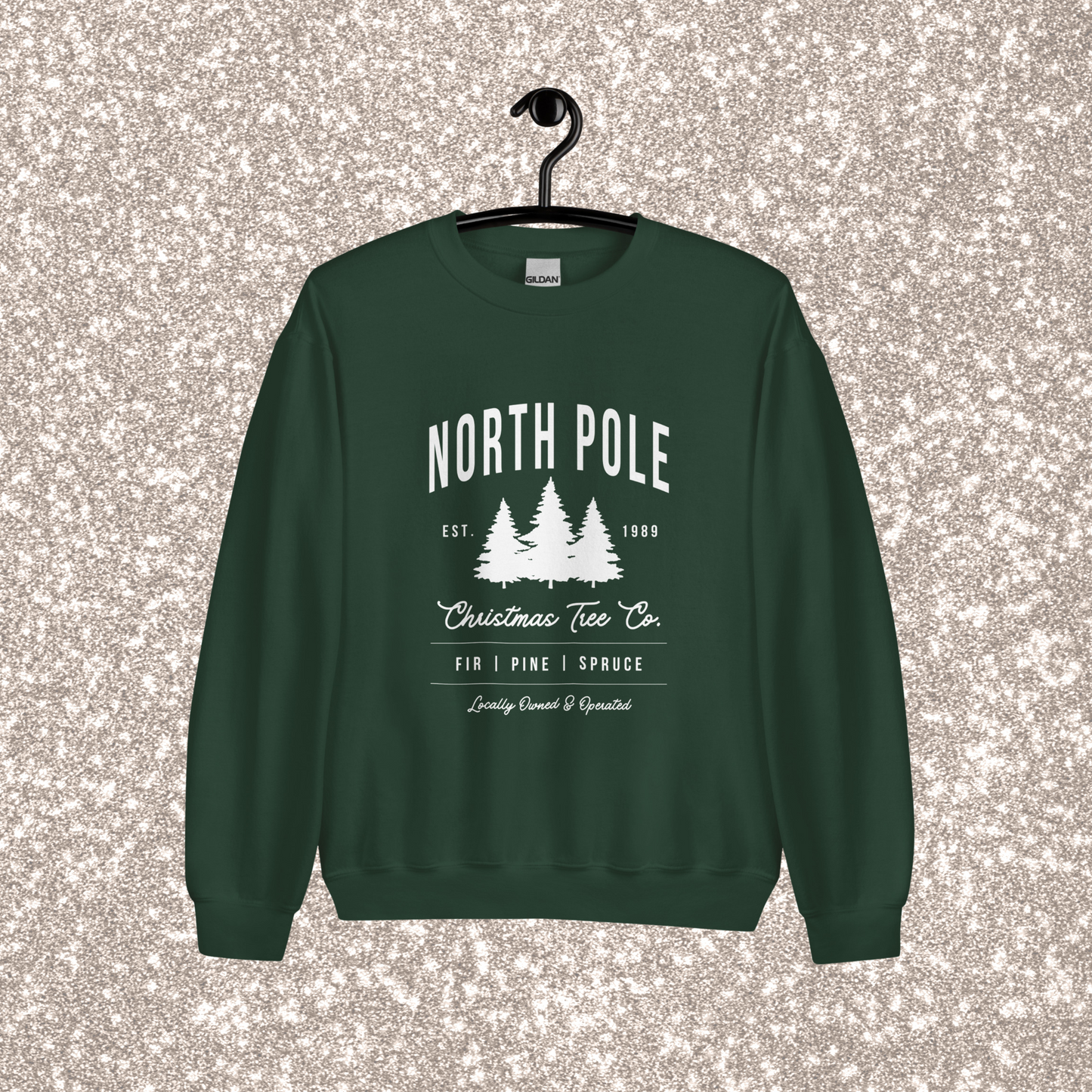 North Pole Christmas Tree Co. Crewneck | Forest Green