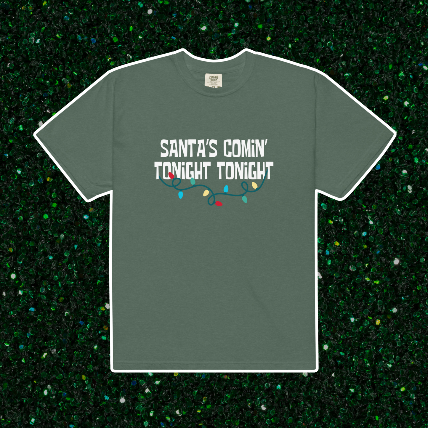 Santa's Comin' Comfort Colors Tee | Blue Spruce