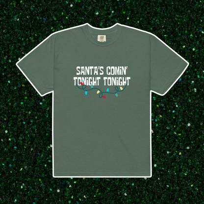 Santa's Comin' Comfort Colors Tee | Blue Spruce
