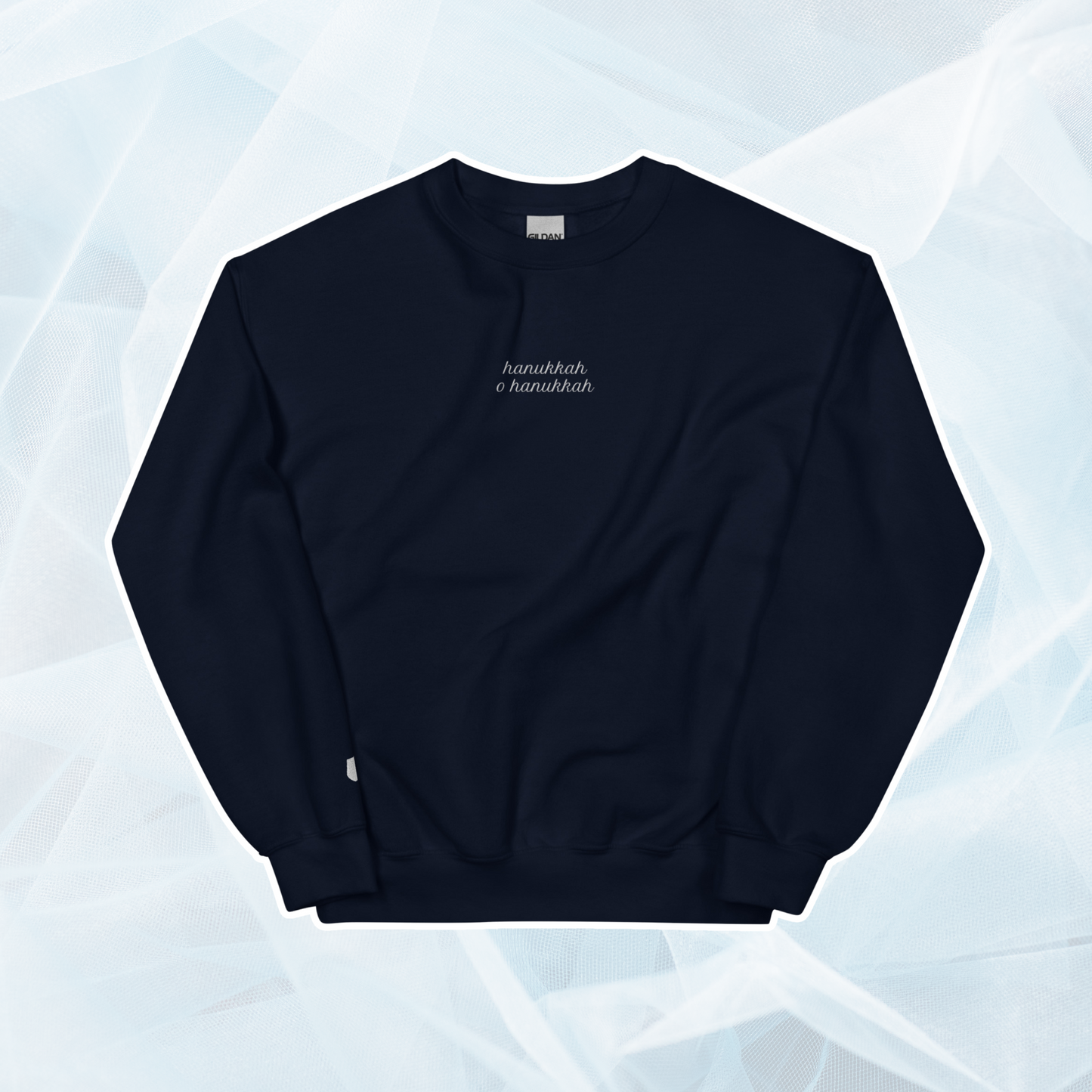 Embroidered Hanukkah O Hanukkah Crewneck | Navy