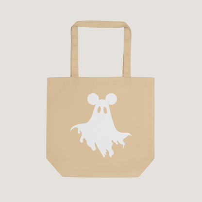 Ghost Mouse Organic Tote | Tan, White Print