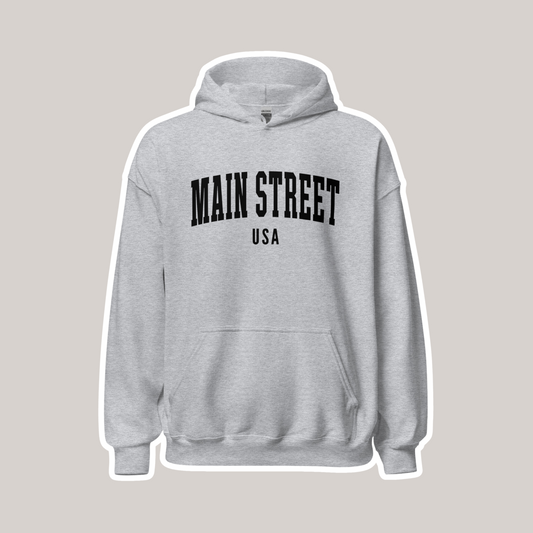 Main Street USA Hoodie | Gray (Black Print)