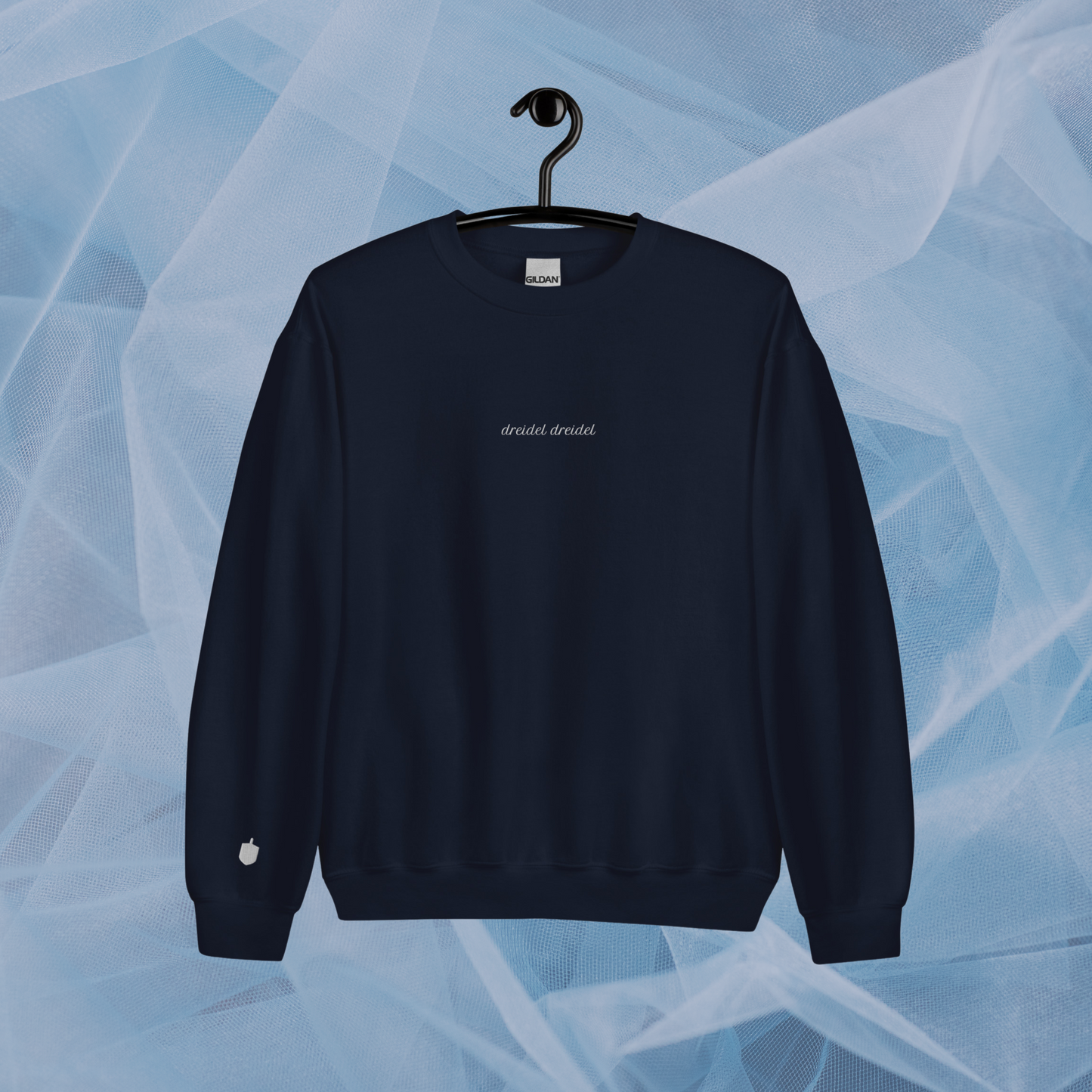 Embroidered Dreidel Crewneck | Navy