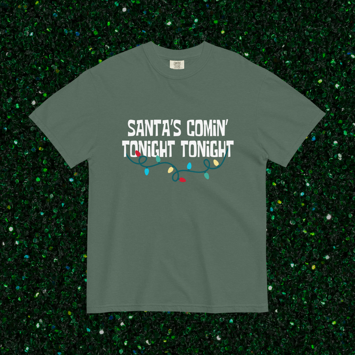 Santa's Comin' Comfort Colors Tee | Blue Spruce