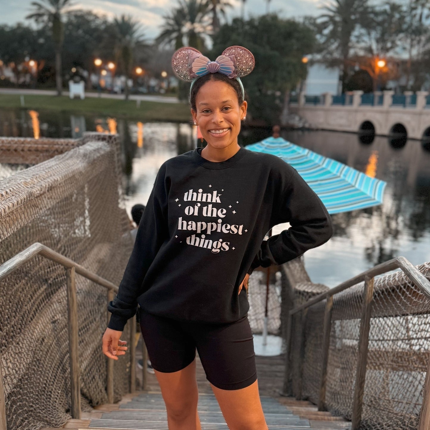 Think of the Happiest Things Crewneck | Black