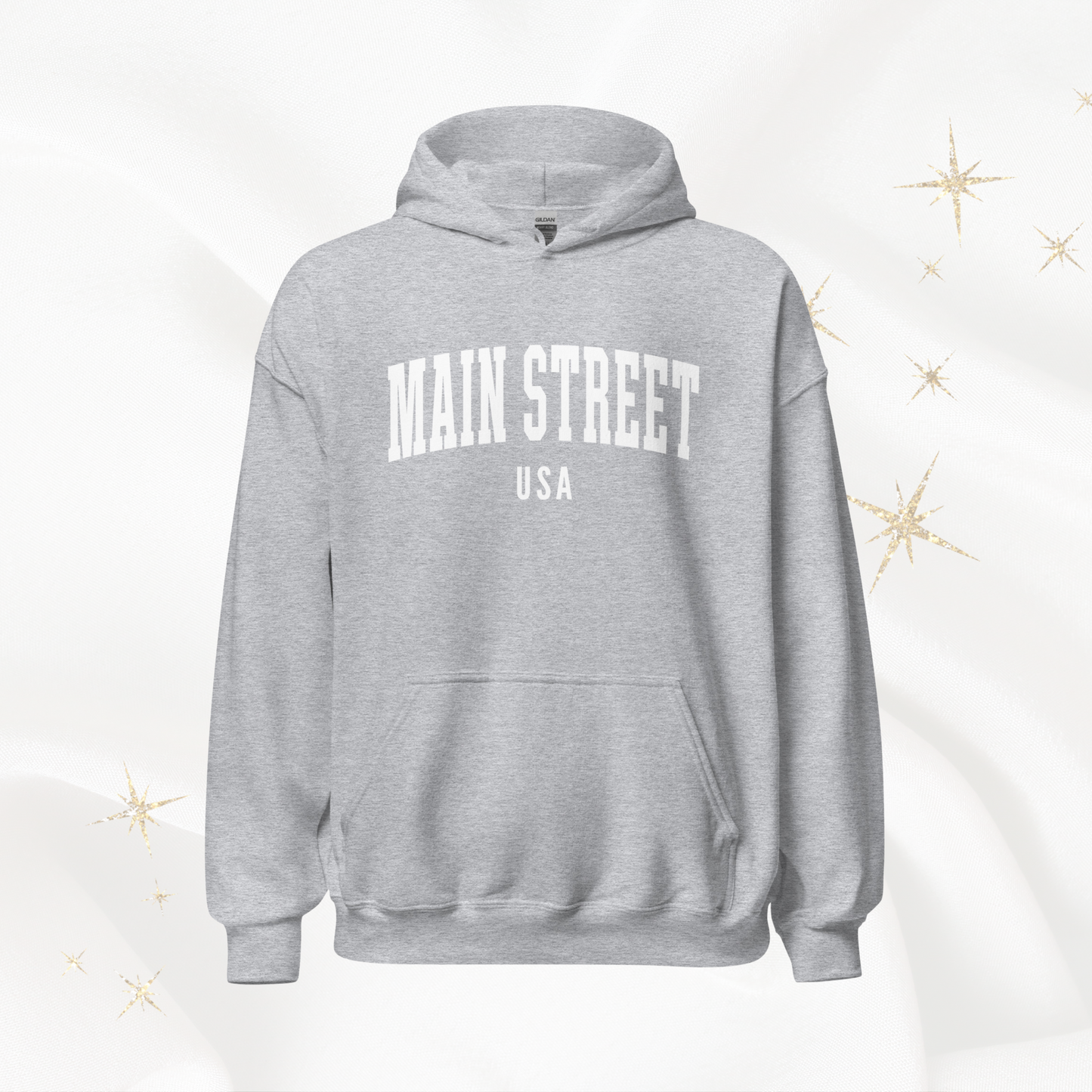 Main Street USA Hoodie | Gray (White Print)