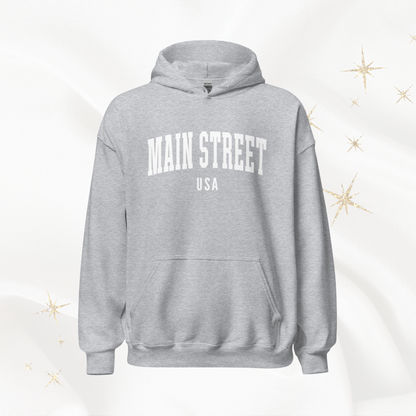 Main Street USA Hoodie | Gray (White Print)
